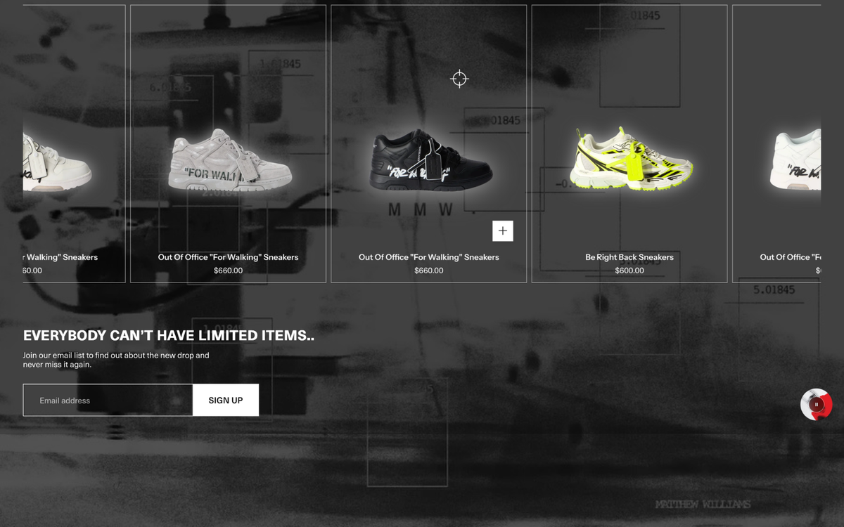A dark, moody promotional banner featuring multiple sneaker products in a row, with text reading 'EVERYBODY CAN'T HAVE LIMITED ITEMS.